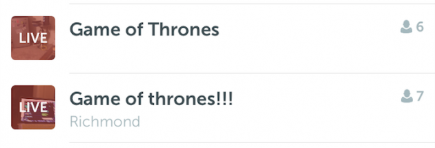 Periscope Streams for Game of Thrones