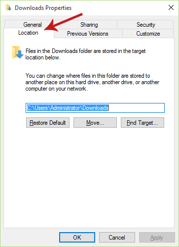 Changing the Default Download Location for the Edge Browser Screenshot 3
