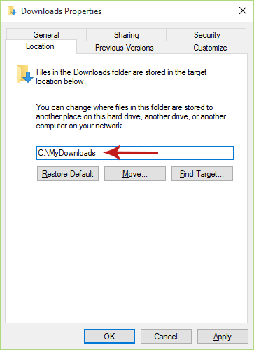 Changing the Default Download Location for the Edge Browser Screenshot 4