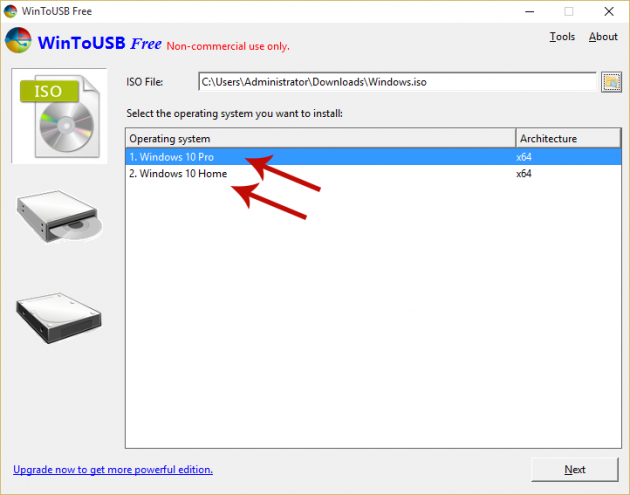 Creating a Windows To Go USB Drive for Windows 10 Home/Pro with WinToUSB Screenshot 2