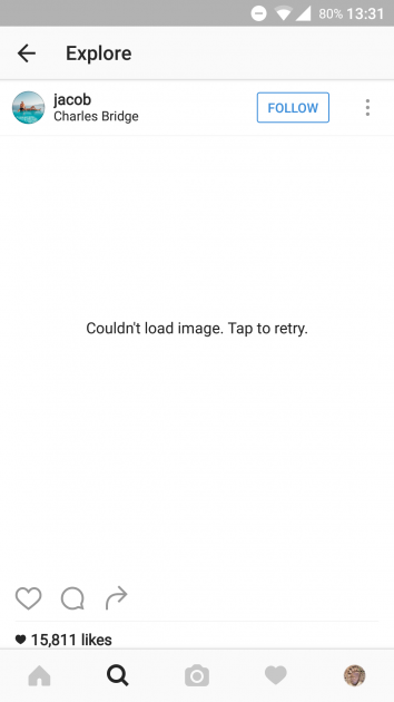 1 large Quick workaround for Couldnt load image Tap to retry Instagram error
