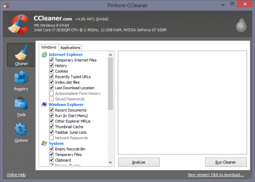 CCleaner Main Interface