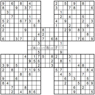 Free Printable Samurai Sudoku on Samurai Sudoku 1 0 Free   100 Printable Hard Samurai Sudoku Puzzles