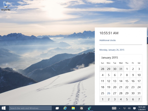3 large Discover Hidden Login screen Calendar and Clock in Windows 10 Build 9926