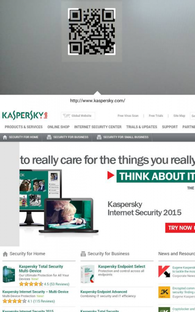 2 large Kaspersky QR Scanner checking that QR Codes are not malicious