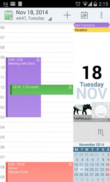 6 large aCalendar Android Review