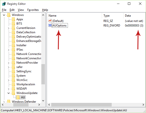 Configuring Windows Updates by Tweaking the Registry Screenshot 4