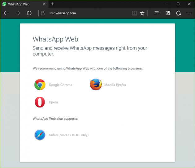 Using WhatsApp Web On Microsoft Edge Screenshot 1