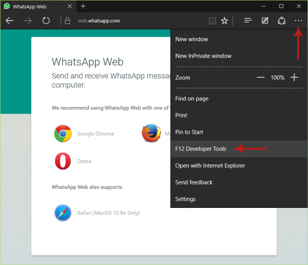 Using WhatsApp Web On Microsoft Edge Screenshot 2