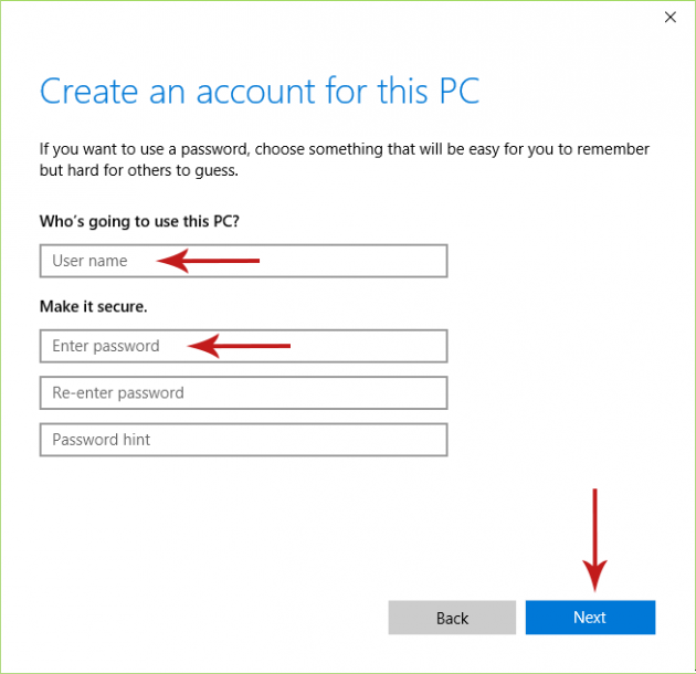 Adding a Local Account from Settings Screenshot 6