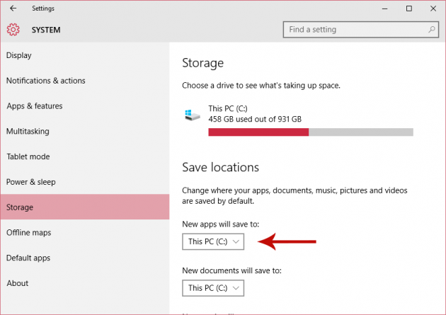 Changing the Default Install Location for Store Apps in Windows 10 Screenshot 4