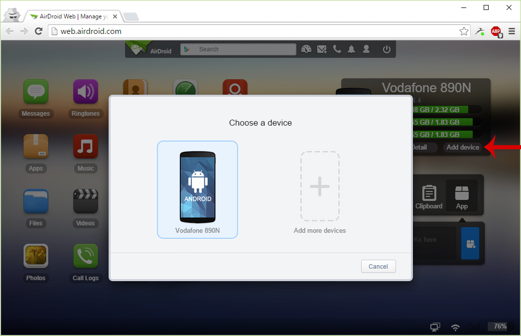 airdroid add device