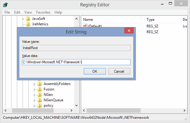 2 full Fixing Please set registry key HKLM  Software  Microsoft  NETFramework  InstallRoot to point to the NET Framework install location error on a 64bit Windows PC