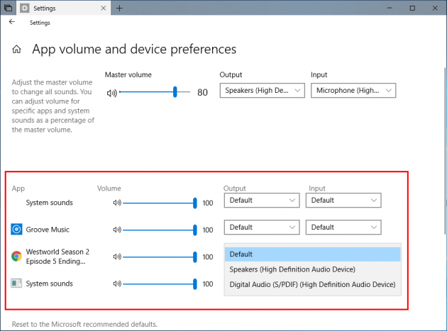 4 large How to assign applications to different sound outputs and inputs in Windows 10