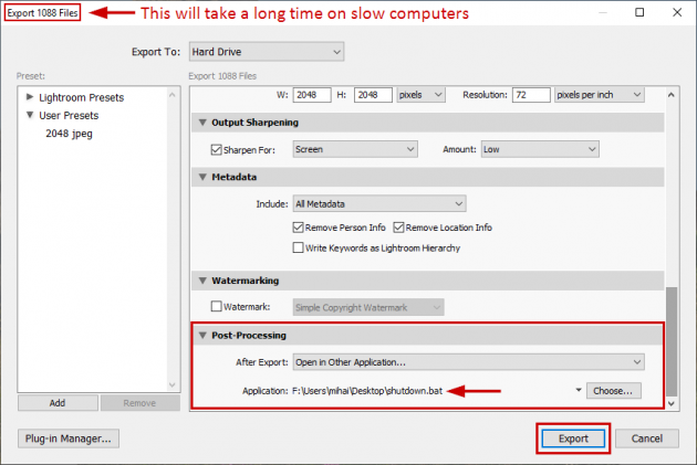 5 large How to make Windows shutdown automatically after Adobe Lightroom finishes exporting photos