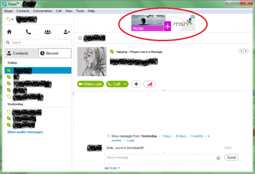 Skype chat ads