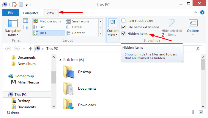 9 full How to show hidden files folders drives and protected system files in Explorer under Windows 8 or 10