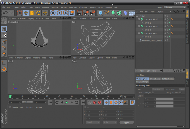 Your model displayed in 4 views