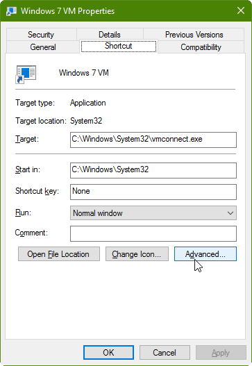 6 full How to create a shortcut for each HyperV Virtual Machine in Windows 10 or 8