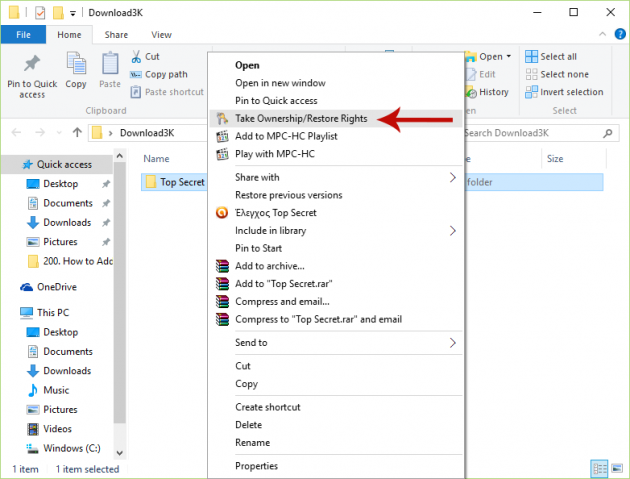 Add “Take Ownership” Option in Context Menu with TakeOwnershipEx Screenshot 2