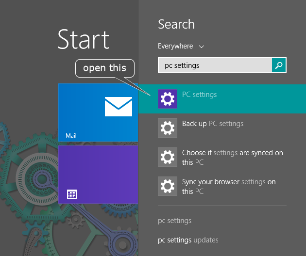 2 full Several ways to open PC Settings in Windows 8 and 10