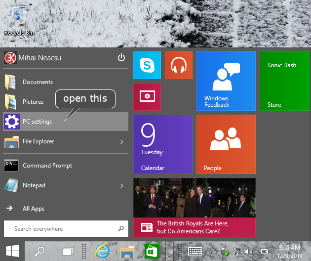 3 full Several ways to open PC Settings in Windows 8 and 10