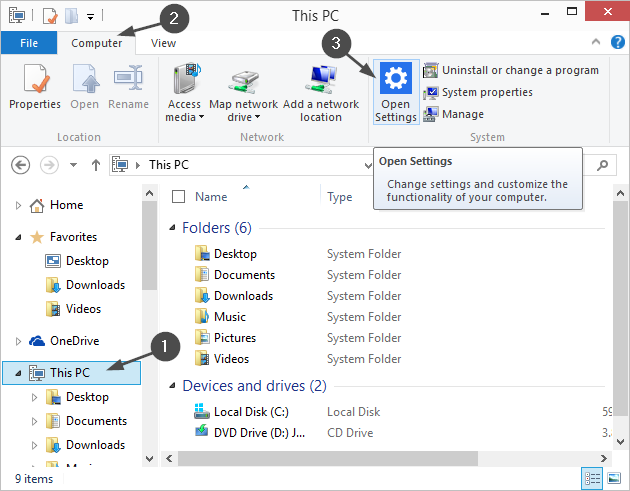 5 full Several ways to open PC Settings in Windows 8 and 10