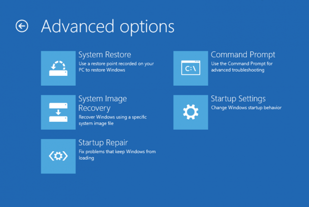 Boot menu in Windows 8 and 10: Advanced Options