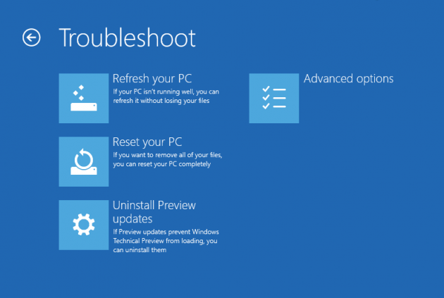 Boot menu in Windows 8 and 10: Troubleshoot