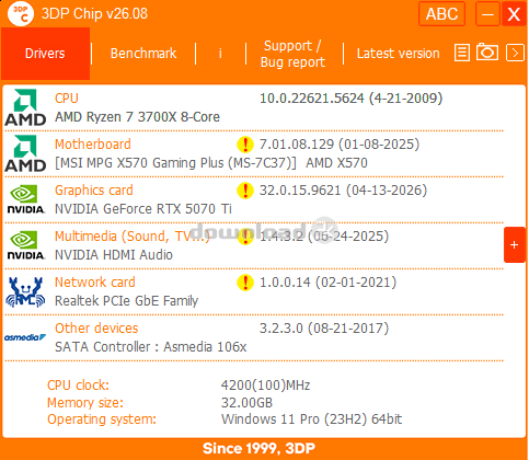 Download 3dp 3DP Chip 26.07 (3DP_Chip_v2607.exe) Windows Download and Review