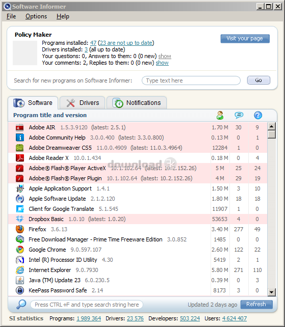 Software Informer 1.1 (siinst.exe) Windows Download
