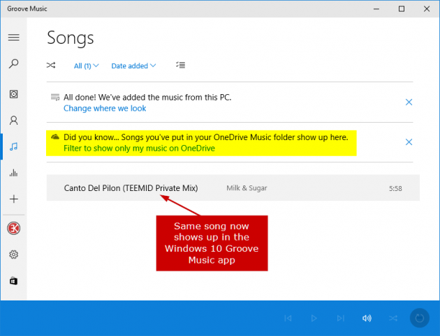 Stream Music from OneDrive to Your PC, Phone or Xbox using Groove Music Screenshot 2