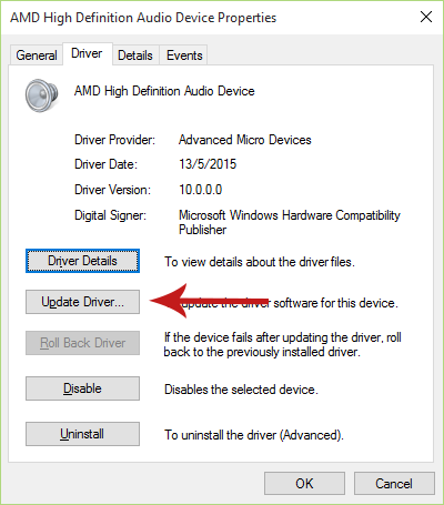 Updating the Drivers of your Audio Device Screenshot 3