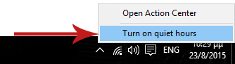 Turning On (or Off) Quiet Hours in Windows 10 Screenshot 5