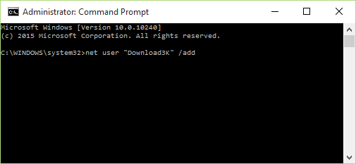 Adding a Local Account by Using Command Prompt Screenshot 2
