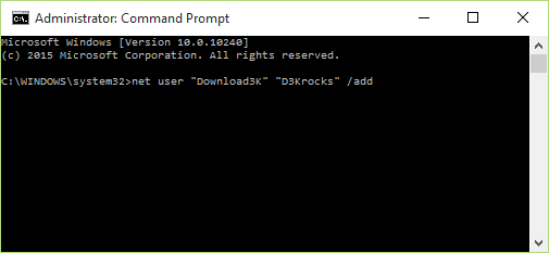 Adding a Local Account by Using Command Prompt Screenshot 3