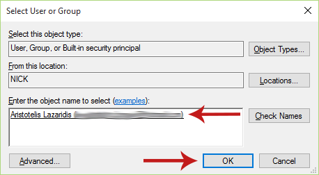 Taking Ownership of a File/Folder Manually Screenshot 6