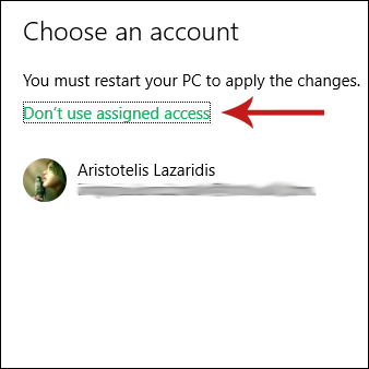 How to Turn Off “Assigned Access” for an Account Screenshot 1