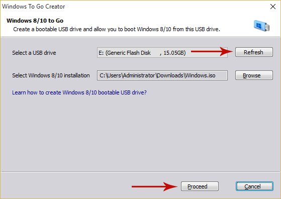 Creating a Windows To Go USB Drive for Windows 10 Home/Pro with AOMEI Partition Assistant Screenshot 4