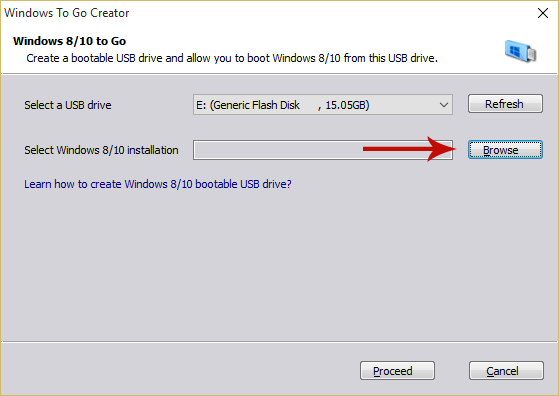 Creating a Windows To Go USB Drive for Windows 10 Home/Pro with AOMEI Partition Assistant Screenshot 2