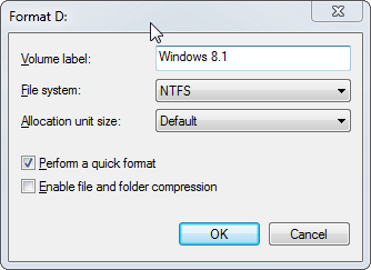format partition for windows 8.1 installation