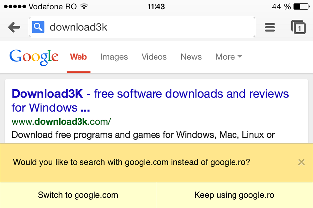 switch to google.com on iOS