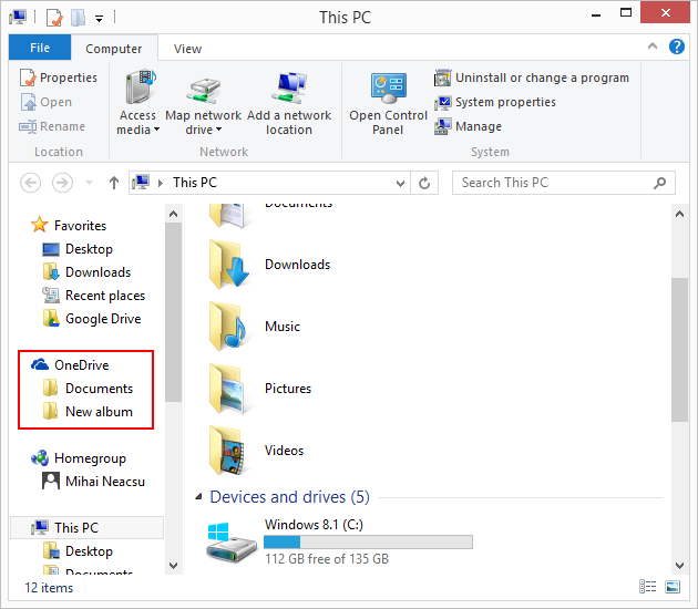 onedrive in windows explorer