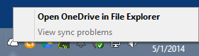 onedrive tray icon options