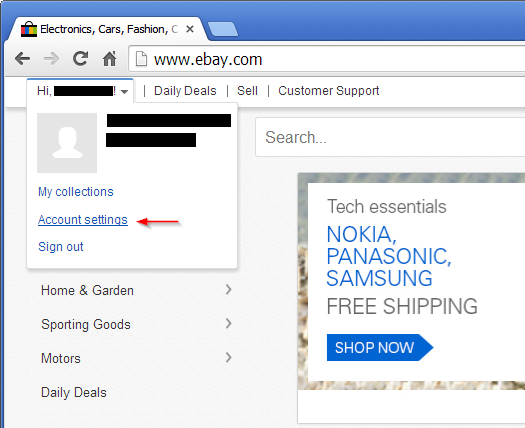 Go to "Account Settings"