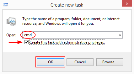 admin cmd from run new task in task manager