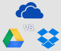 Comparison table of the latest storage plans for Google Drive, Microsoft OneDrive, Dropbox