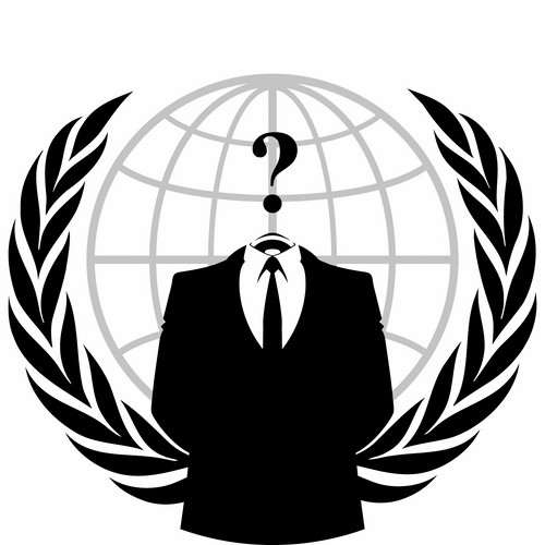 A logo of the hacktivist group Anonymous