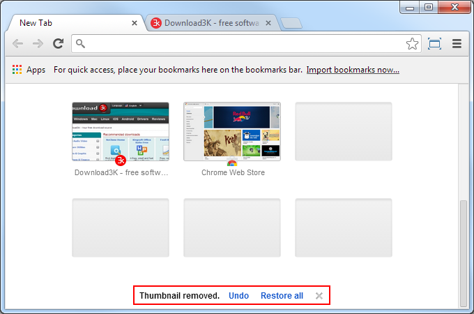 Restore a tile in Chrome's new tab