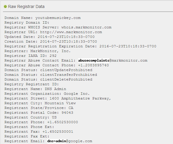 Google reserved YouTubeMusicKey.com on July, 23rd